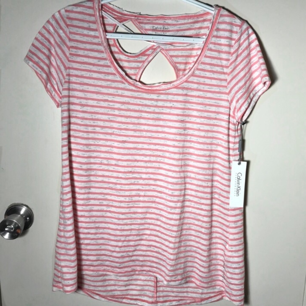 Calvin Klein Performance Pink Striped Tee